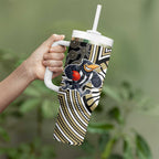Collingwood Football Club Tumbler With Handle Indigenous Monochrome Dot Art Mascot Style
