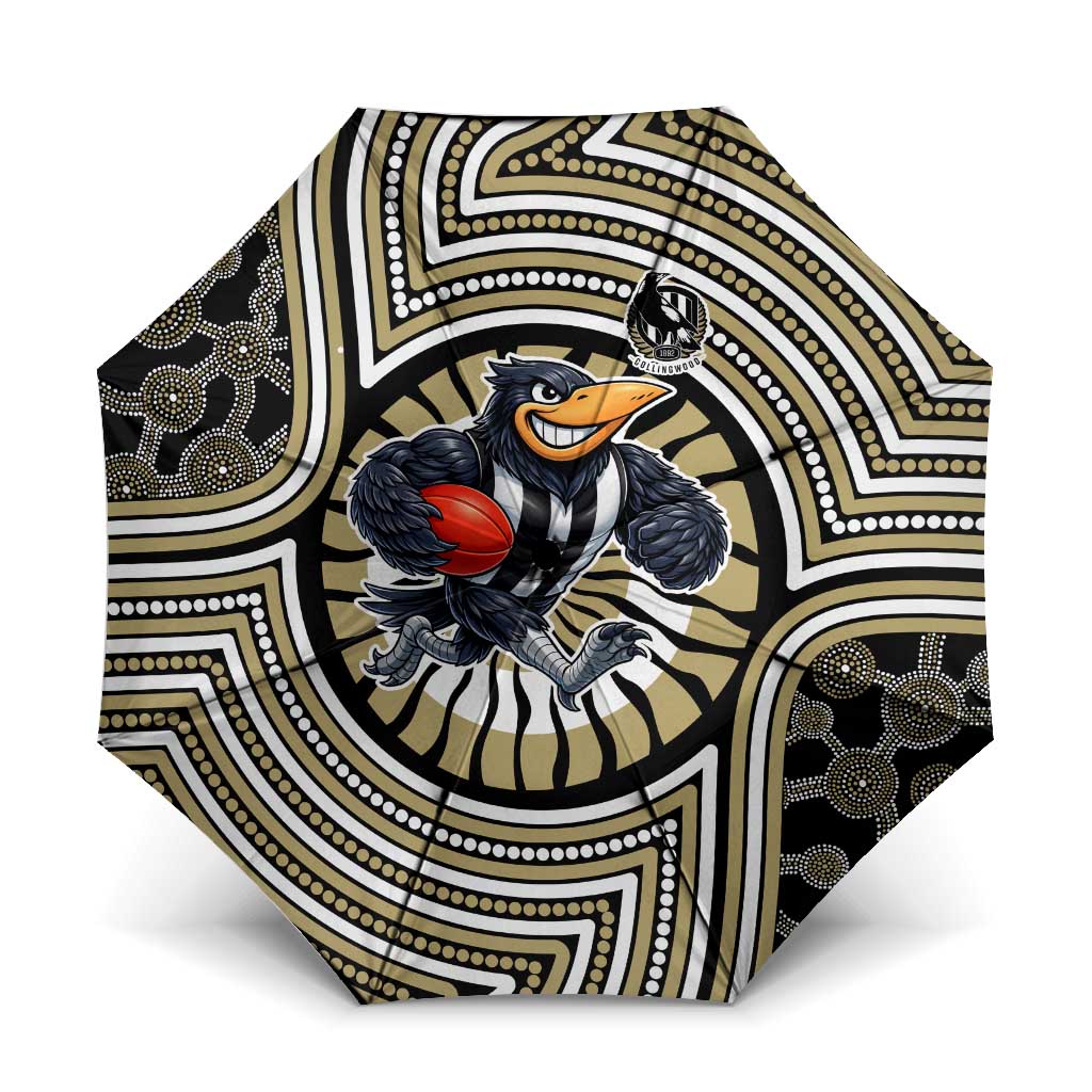 Collingwood Football Club Umbrella Indigenous Monochrome Dot Art Mascot Style