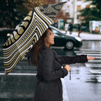 Collingwood Football Club Umbrella Indigenous Monochrome Dot Art Mascot Style