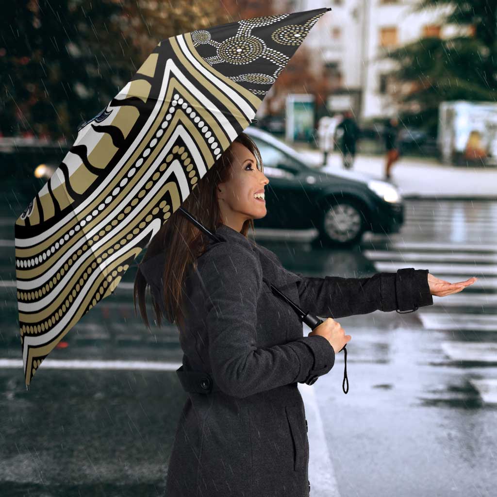 Collingwood Football Club Umbrella Indigenous Monochrome Dot Art Mascot Style