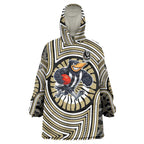 Collingwood Football Club Wearable Blanket Hoodie Indigenous Monochrome Dot Art Mascot Style