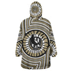 Collingwood Football Club Wearable Blanket Hoodie Indigenous Monochrome Dot Art Mascot Style