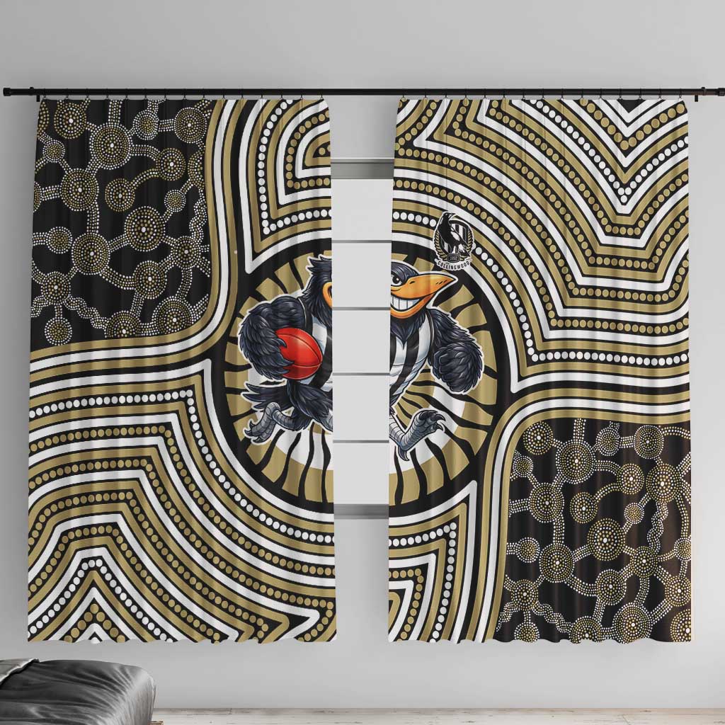 Collingwood Football Club Window Curtain Indigenous Monochrome Dot Art Mascot Style