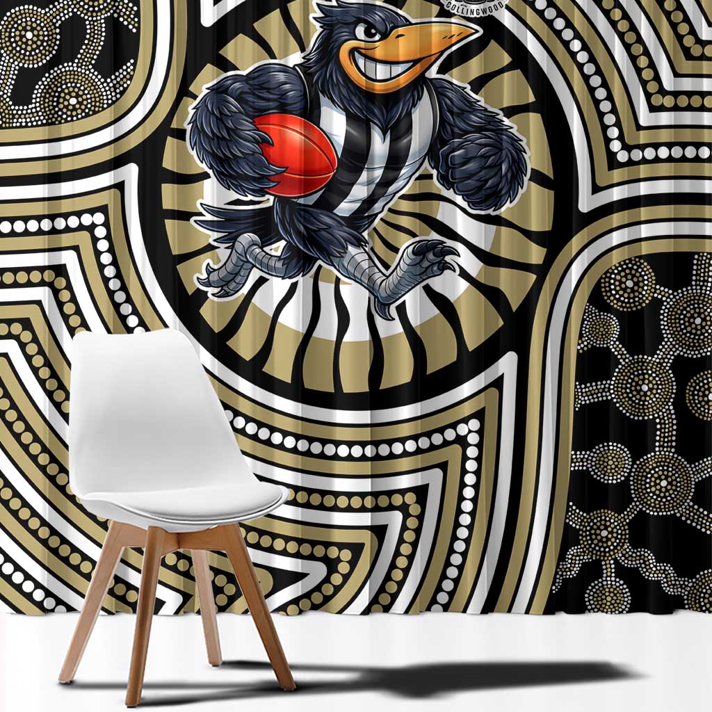 Collingwood Football Club Window Curtain Indigenous Monochrome Dot Art Mascot Style