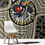 Collingwood Football Club Window Curtain Indigenous Monochrome Dot Art Mascot Style