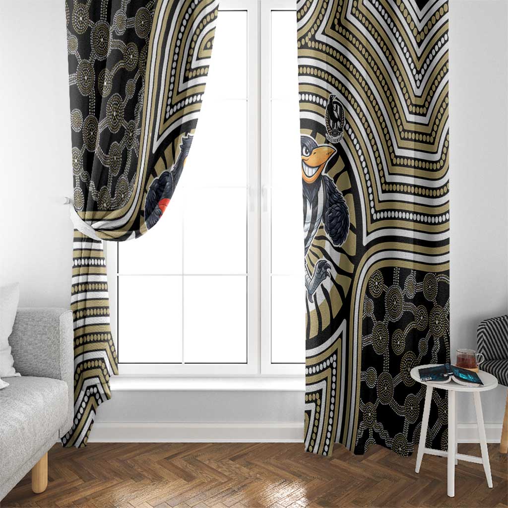 Collingwood Football Club Window Curtain Indigenous Monochrome Dot Art Mascot Style