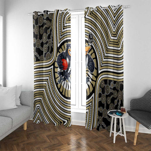 Collingwood Football Club Window Curtain Indigenous Monochrome Dot Art Mascot Style