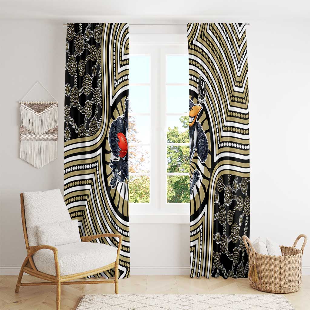 Collingwood Football Club Window Curtain Indigenous Monochrome Dot Art Mascot Style