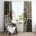 Collingwood Football Club Window Curtain Indigenous Monochrome Dot Art Mascot Style