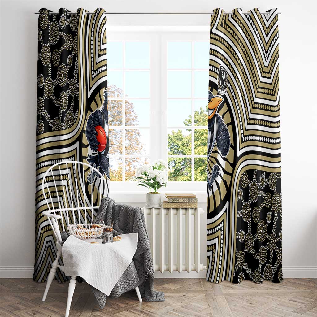 Collingwood Football Club Window Curtain Indigenous Monochrome Dot Art Mascot Style