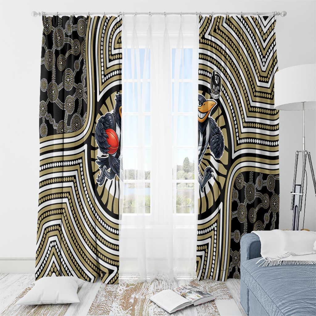 Collingwood Football Club Window Curtain Indigenous Monochrome Dot Art Mascot Style