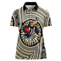 Collingwood Football Club Women Polo Shirt Indigenous Monochrome Dot Art Mascot Style