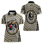 Collingwood Football Club Women Polo Shirt Indigenous Monochrome Dot Art Mascot Style