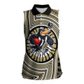 Collingwood Football Club Women Sleeveless Polo Shirt Indigenous Monochrome Dot Art Mascot Style