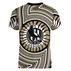 Collingwood Football Club Women V-Neck T-Shirt Indigenous Monochrome Dot Art Mascot Style