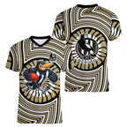 Collingwood Football Club Women V-Neck T-Shirt Indigenous Monochrome Dot Art Mascot Style
