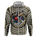 Collingwood Football Club Zip Hoodie Indigenous Monochrome Dot Art Mascot Style