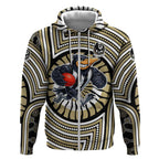 Collingwood Football Club Zip Hoodie Indigenous Monochrome Dot Art Mascot Style