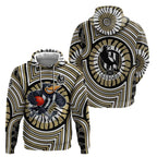 Collingwood Football Club Zip Hoodie Indigenous Monochrome Dot Art Mascot Style