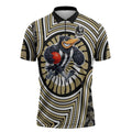 Collingwood Football Club Zipper Polo Shirt Indigenous Monochrome Dot Art Mascot Style