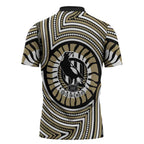 Collingwood Football Club Zipper Polo Shirt Indigenous Monochrome Dot Art Mascot Style