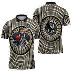 Collingwood Football Club Zipper Polo Shirt Indigenous Monochrome Dot Art Mascot Style