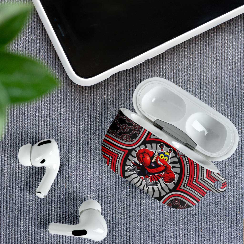 Essendon Football Club AirPods Case Indigenous Monochrome Dot Art Mascot Style