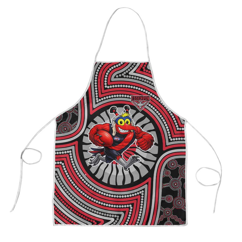Essendon Football Club Apron Indigenous Monochrome Dot Art Mascot Style