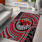 Essendon Football Club Area Rug Indigenous Monochrome Dot Art Mascot Style