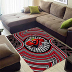 Essendon Football Club Area Rug Indigenous Monochrome Dot Art Mascot Style