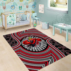 Essendon Football Club Area Rug Indigenous Monochrome Dot Art Mascot Style