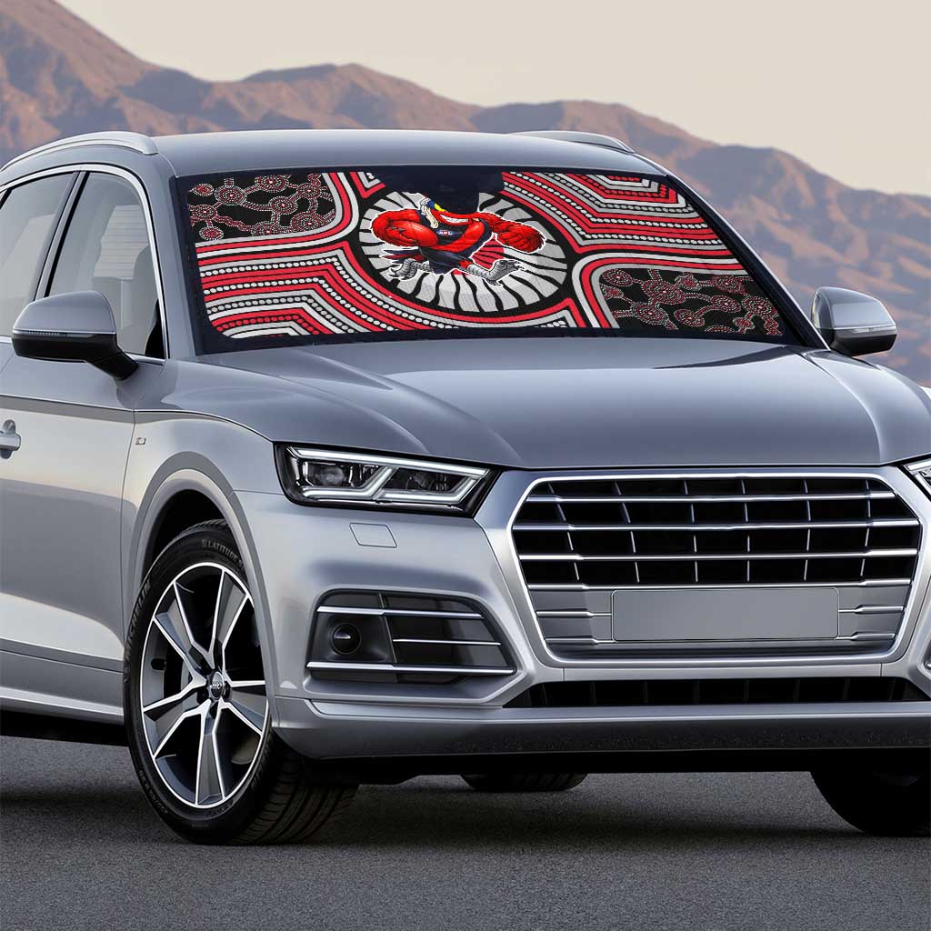 Essendon Football Club Auto Sun Shade Indigenous Monochrome Dot Art Mascot Style