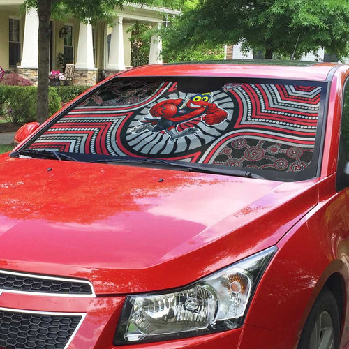 Essendon Football Club Auto Sun Shade Indigenous Monochrome Dot Art Mascot Style