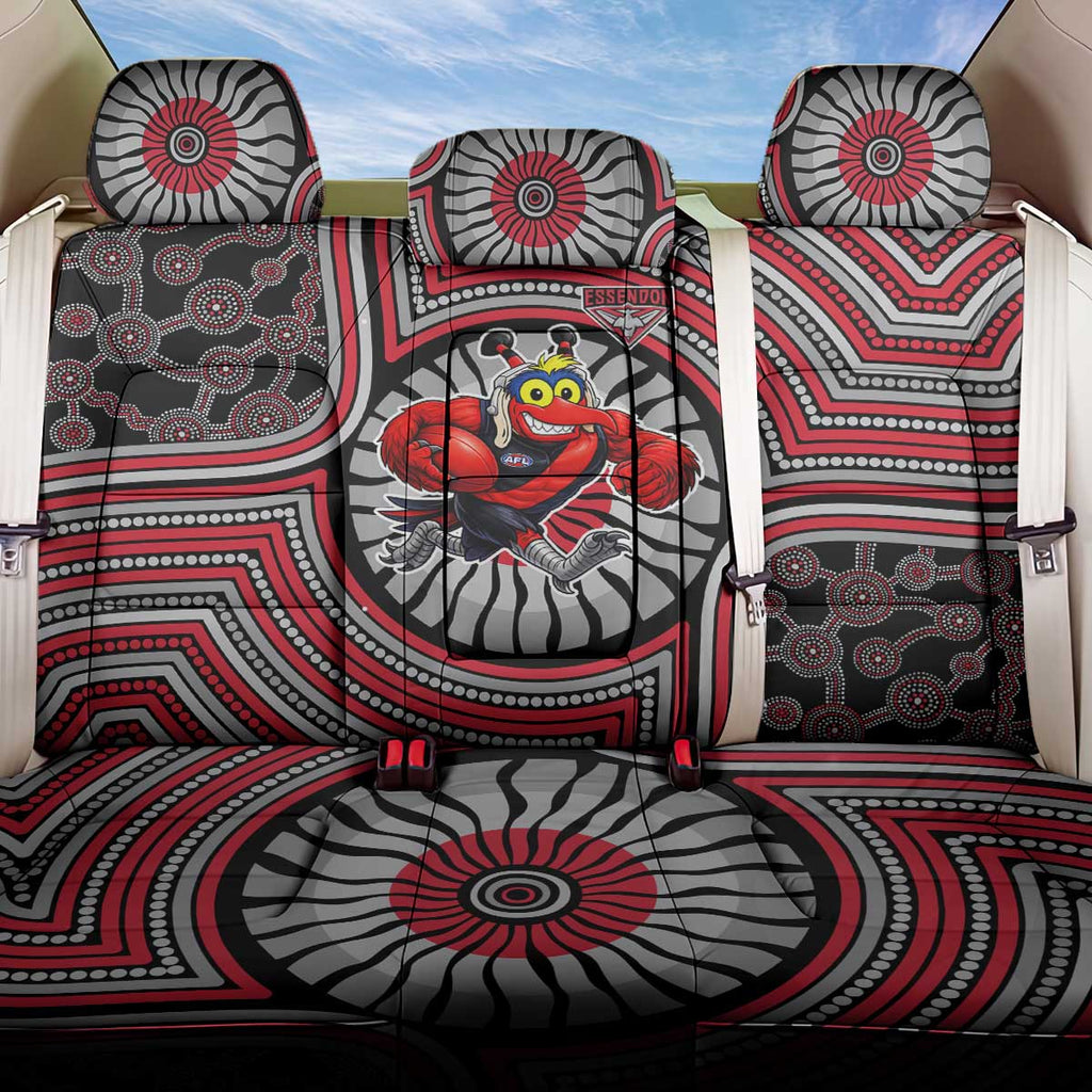 Essendon Football Club Back Car Seat Cover Indigenous Monochrome Dot Art Mascot Style