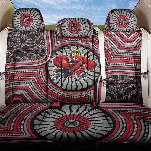 Essendon Football Club Back Car Seat Cover Indigenous Monochrome Dot Art Mascot Style