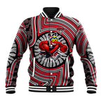 Essendon Football Club Baseball Jacket Indigenous Monochrome Dot Art Mascot Style