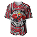 Essendon Football Club Baseball Jersey Indigenous Monochrome Dot Art Mascot Style