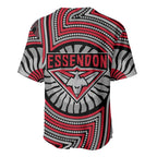 Essendon Football Club Baseball Jersey Indigenous Monochrome Dot Art Mascot Style