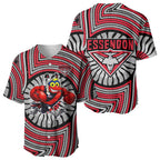 Essendon Football Club Baseball Jersey Indigenous Monochrome Dot Art Mascot Style