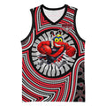Essendon Football Club Basketball Jersey Indigenous Monochrome Dot Art Mascot Style
