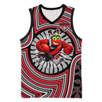 Essendon Football Club Basketball Jersey Indigenous Monochrome Dot Art Mascot Style