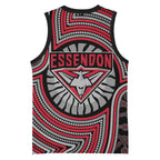 Essendon Football Club Basketball Jersey Indigenous Monochrome Dot Art Mascot Style