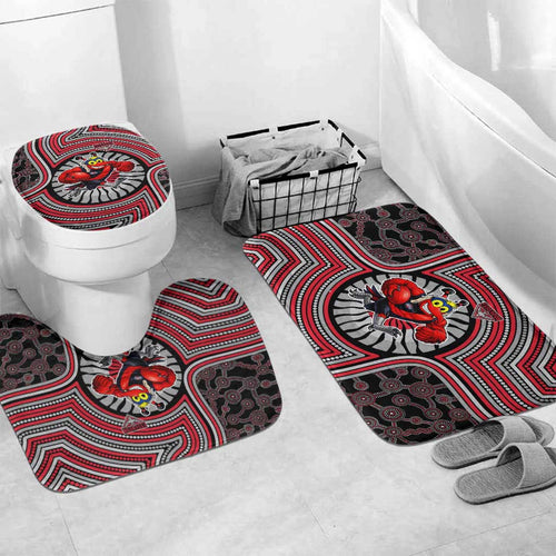 Essendon Football Club Bathroom Set Indigenous Monochrome Dot Art Mascot Style