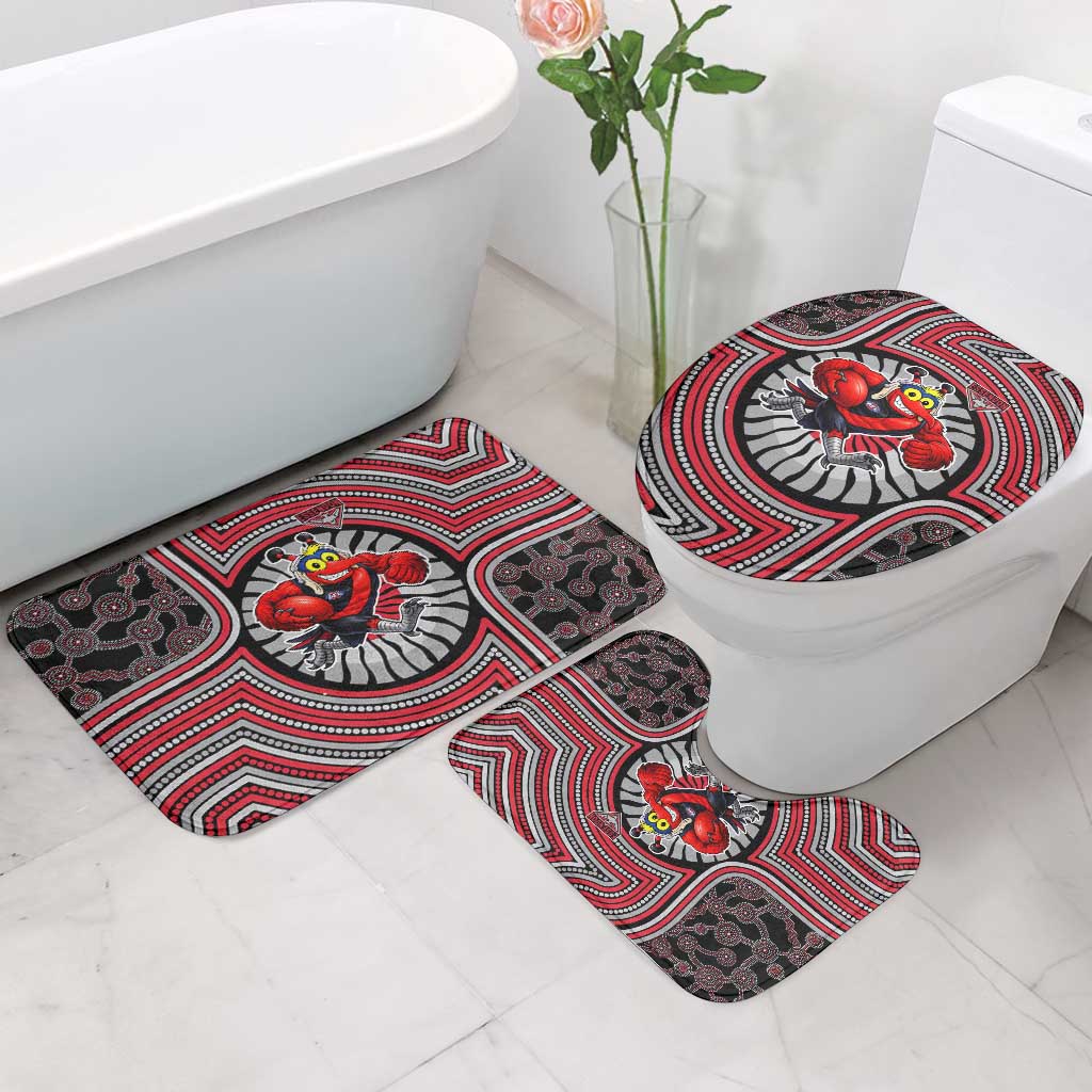 Essendon Football Club Bathroom Set Indigenous Monochrome Dot Art Mascot Style