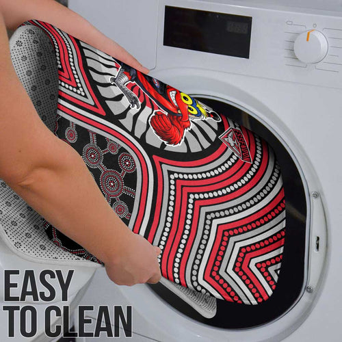 Essendon Football Club Bathroom Set Indigenous Monochrome Dot Art Mascot Style