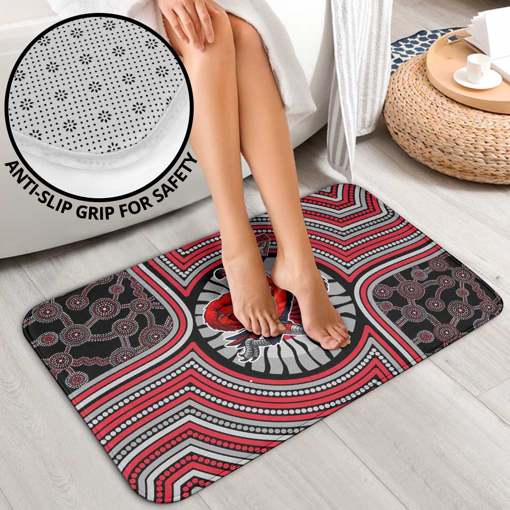 Essendon Football Club Bathroom Set Indigenous Monochrome Dot Art Mascot Style