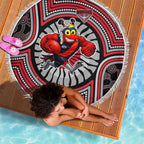 Essendon Football Club Beach Blanket Indigenous Monochrome Dot Art Mascot Style