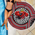 Essendon Football Club Beach Blanket Indigenous Monochrome Dot Art Mascot Style