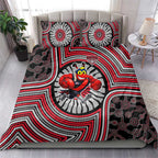 Essendon Football Club Bedding Set Indigenous Monochrome Dot Art Mascot Style
