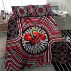 Essendon Football Club Bedding Set Indigenous Monochrome Dot Art Mascot Style